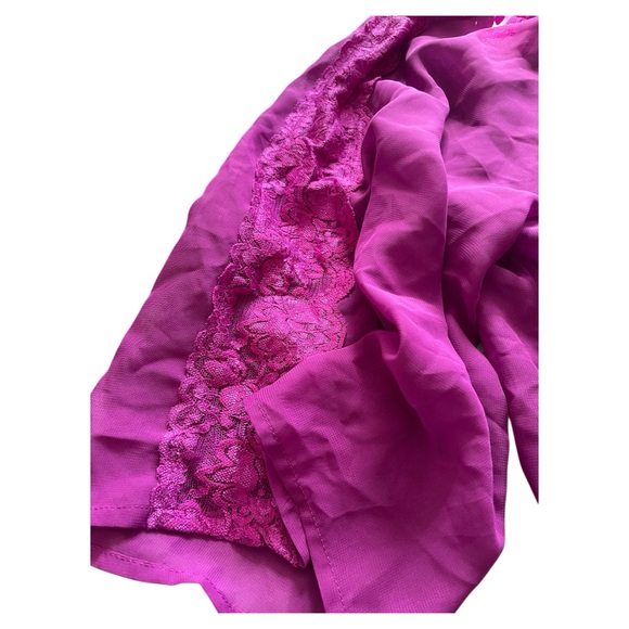 EUC Fuchsia peasant style crop top 3/4 bell sleeve boho indie sleaze XL - Picture 4 of 7